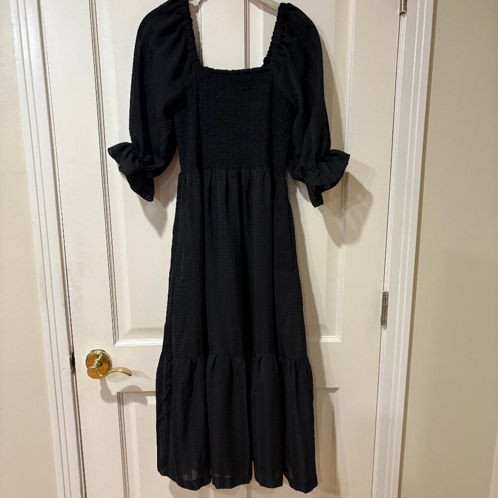 NWT Madewell Lucie Elbow Sleeve Smocked Midi Dress XS